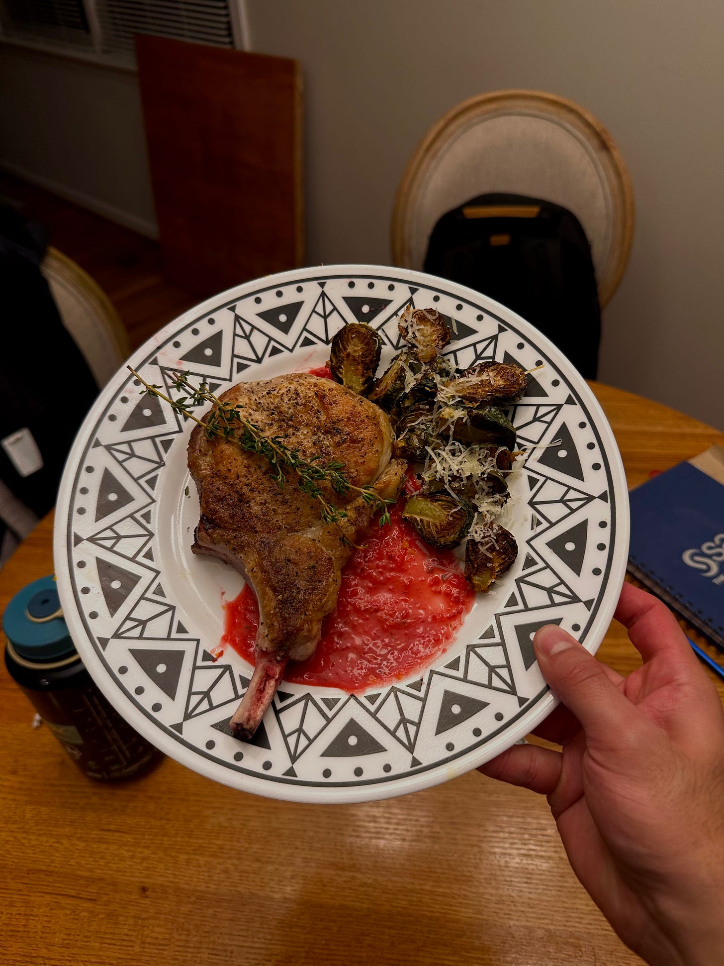 Porkchop and brussel sprouts I cooked recently