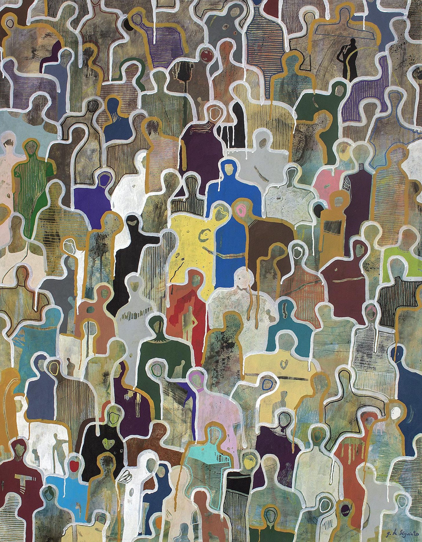 Gaëtan de Seguin - Solidarity by Gaetan de Seguin - Contemporary Abstract  Figurative painting at 1stDibs