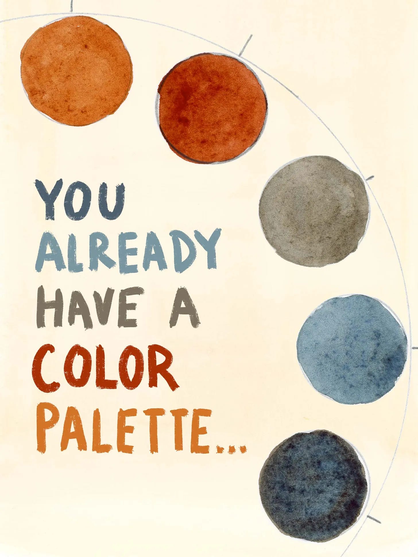 K. Woodman-Maynard, watercolor comic, color palette. Text reads: “You already have a color palette…”