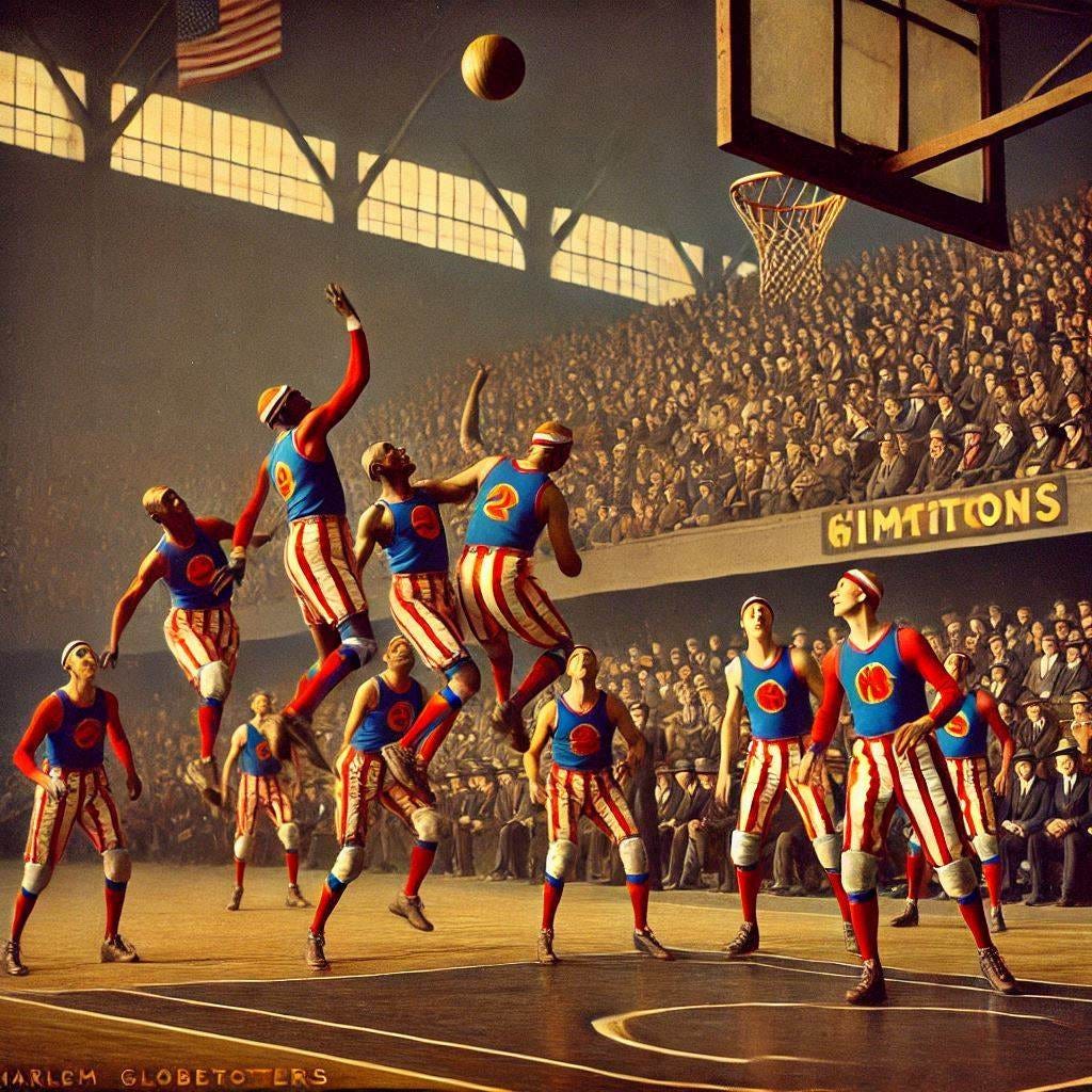 1927 Harlem Globetrotters Play Their First Game in Hinckley, Illinois in color