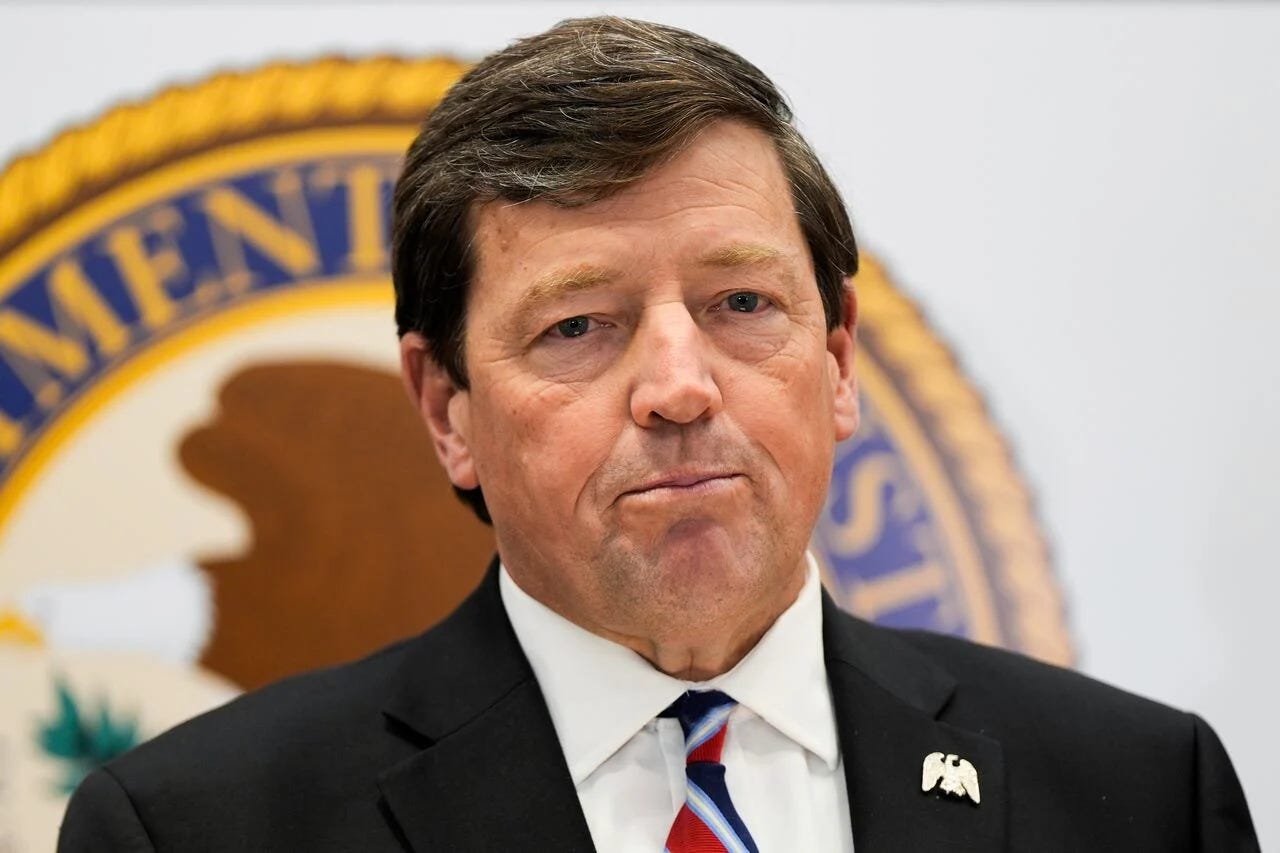 U.S. Attorney Edward R. Martin Jr. speaks at a news conference, Tuesday, May 13, 2025, in Washington. (AP Photo/Julia Demaree Nikhinson)