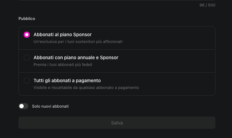impostazioni di accesso ai Perks impostazioni di accesso ai Perks