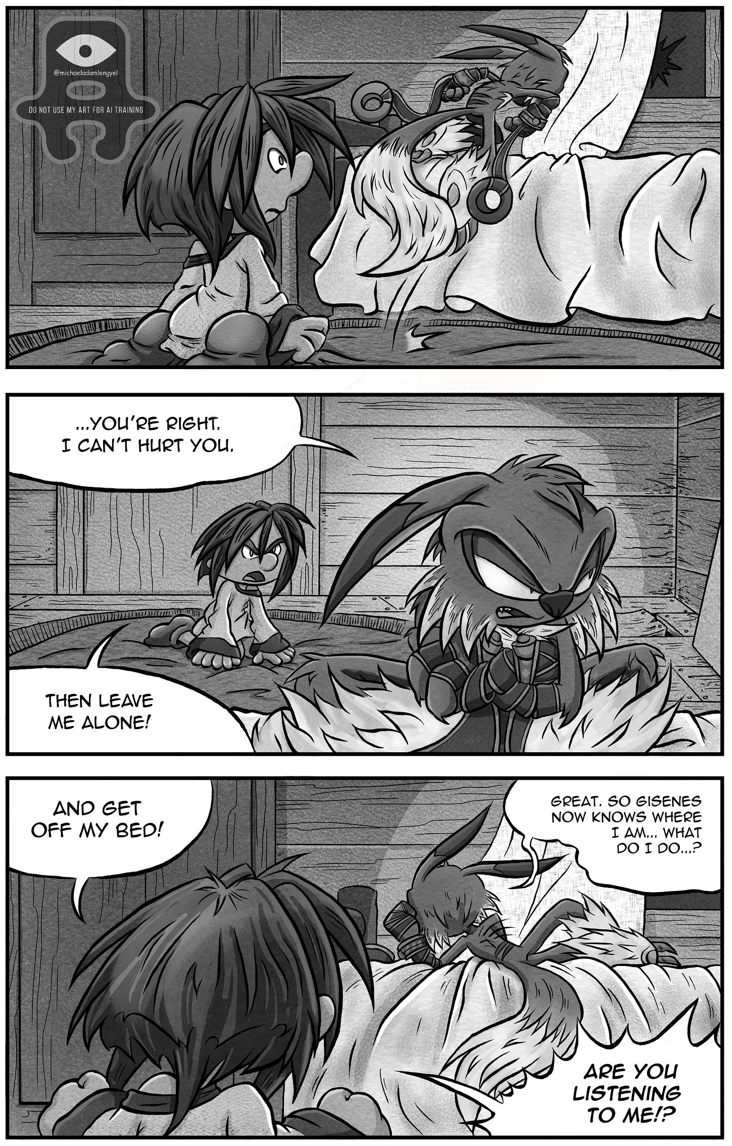 Tontorus admits he can’t hurt Kali, leading her to lash out and demand he leave. But instead of responding, he spirals into worry, ignoring her. Tontorus admits he can’t hurt Kali, leading her to lash out and demand he leave. But instead of responding, he spirals into worry, ignoring her.
