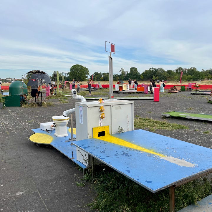 photographs of Tempelhof Airport park in the summer evening