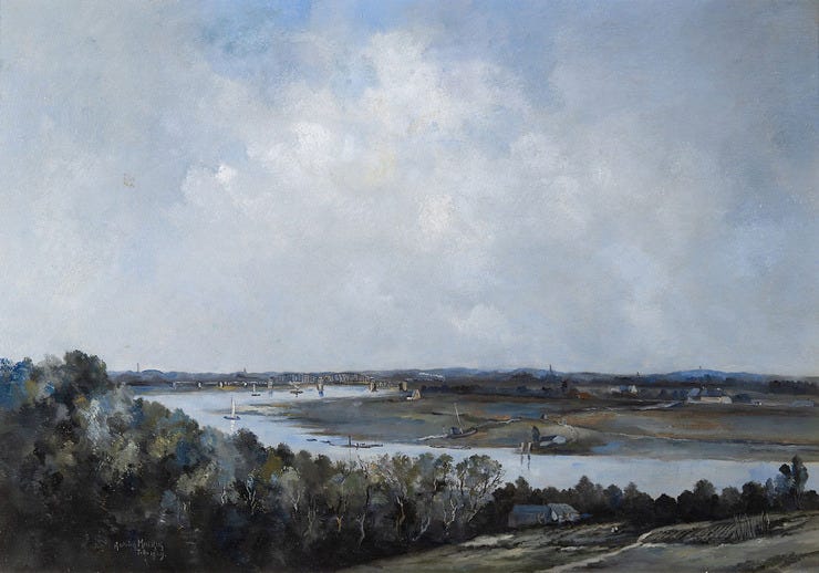 'Landschap vanaf de Duno' - olieverf op doek: Antoon Markus