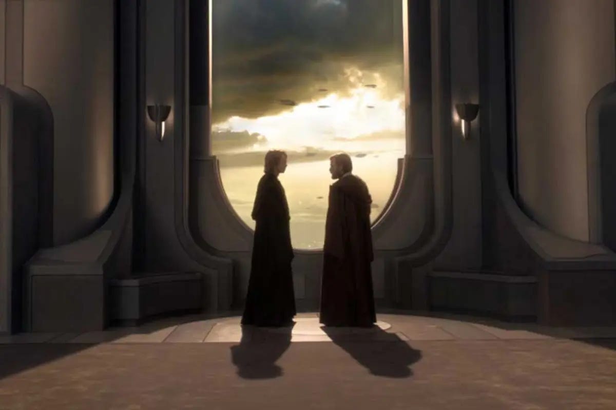 Anakin Skywalker and Obi-Wan Kenobi in the Jedi Temple in 'Revenge of the Sith.' Anakin Skywalker and Obi-Wan Kenobi in the Jedi Temple in 'Revenge of the Sith.'