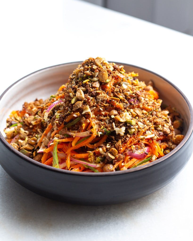 carrot salad with aleppo chickpeas