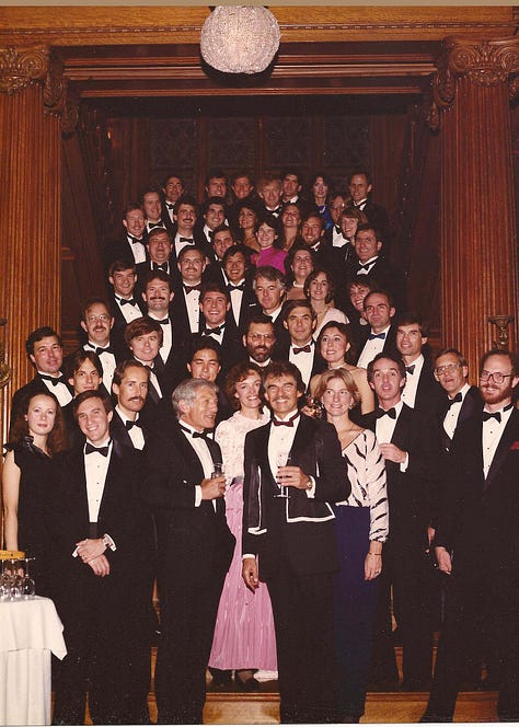 Top Row L to R: An elderly man in a blue denim shirt; a crowd in black tie gathered on a staircase; an older man running hurdles. Bottom Row, L to R: a man playing guitar; two men in suits facing each other in conversation; a man and woman dressed in ski gear on a snowy mountain