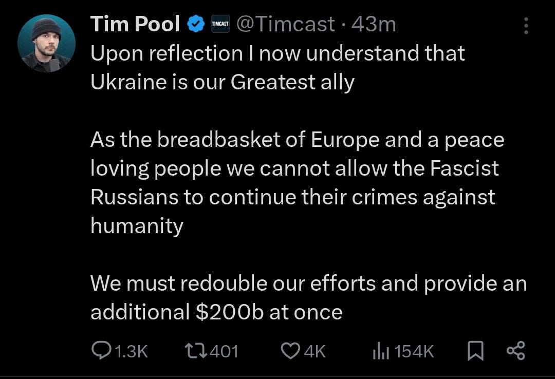 The only true tweet that came out from Tim Pool is an ironic one.. :  r/facepalm