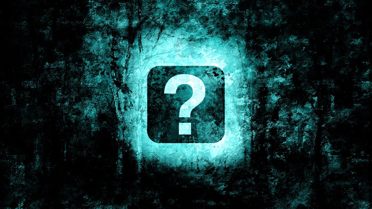 Question mark, in a box with rounded corners.