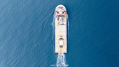 The Gravity-1 Y2 vehicle heading to its liftoff location atop of its sea-launch platform.