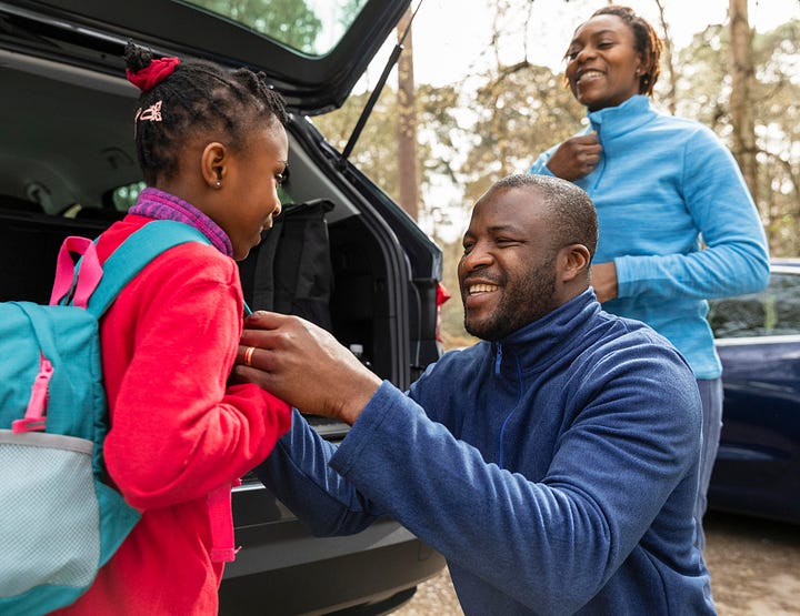 Father preparing kid for Back to school with Edpay