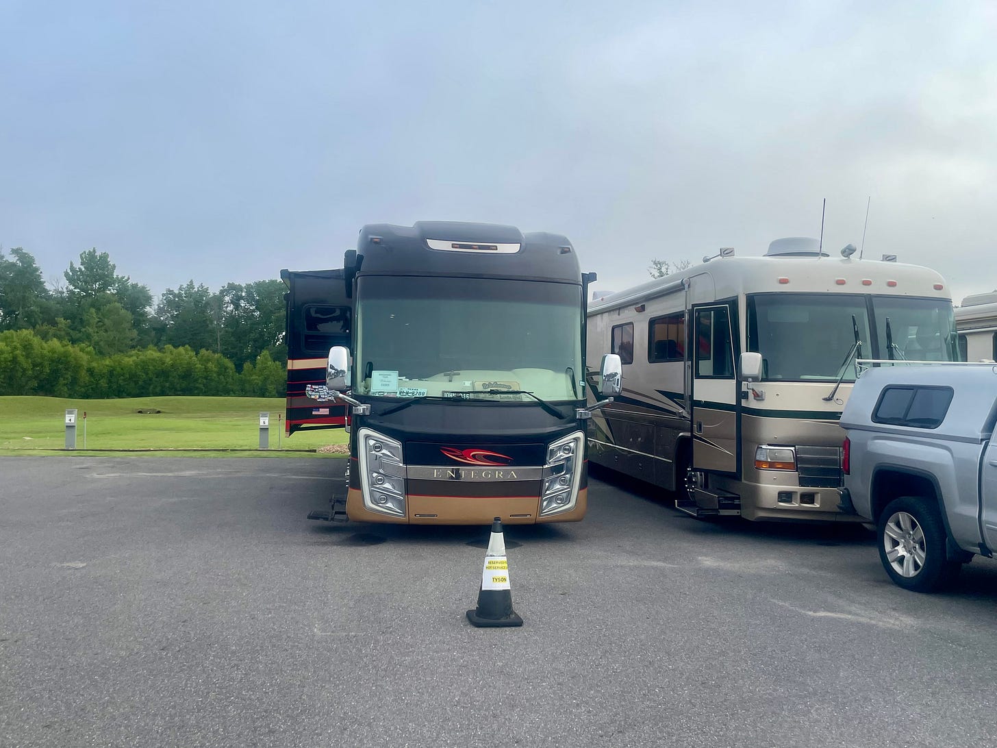 My photo of our motorhome parked in the service area of Motorhomes of Texas.