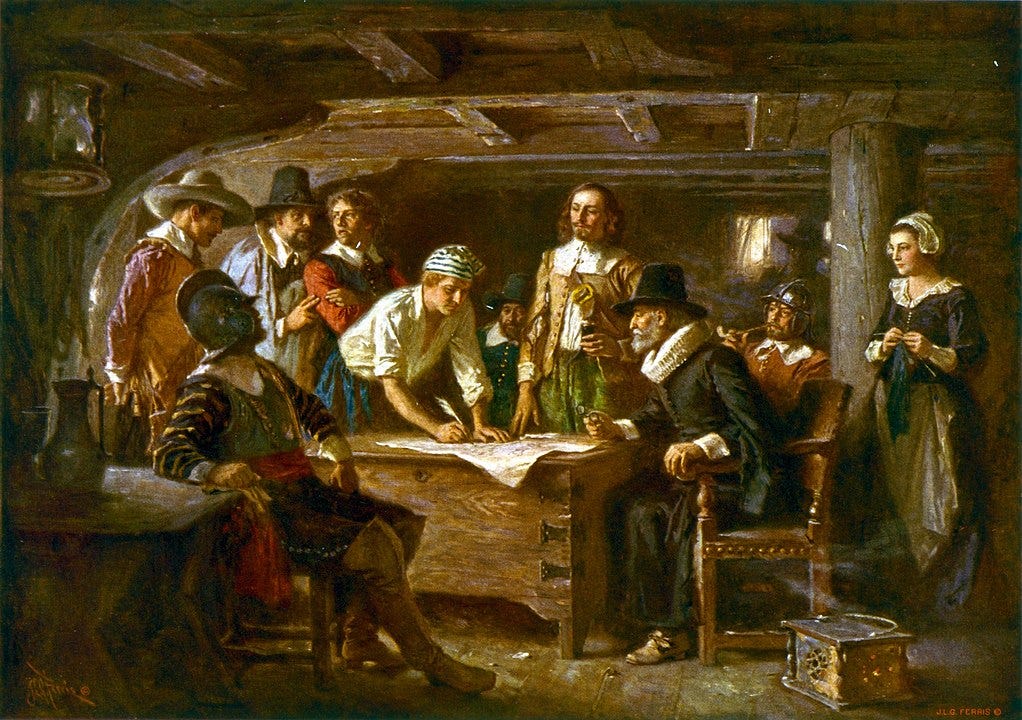 Signing of the Mayflower Compact on November 11, 1620 - Constituting ...