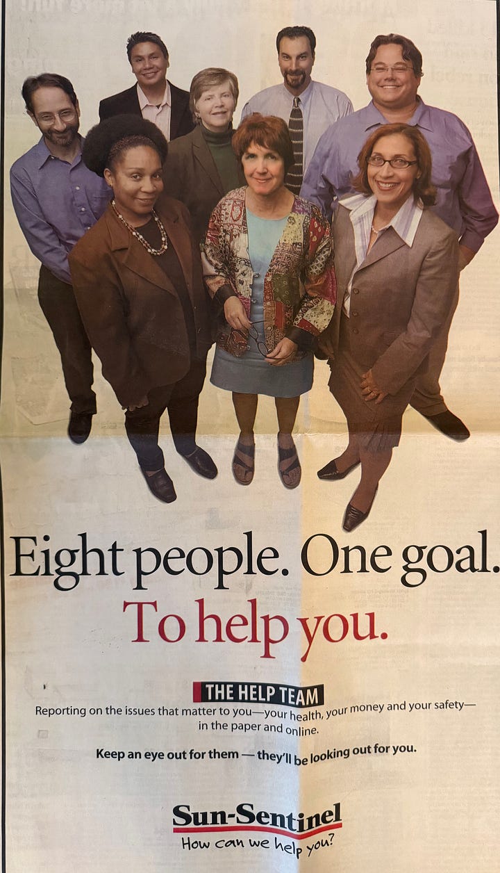 Stories about a foreclosure rescue scam published by the South Florida Sun-Sentinel in 2007 and a newspaper ad promoting the consumer team. Click on the image to see the story. (Mc Nelly Torres | Don't Forget My Voice)