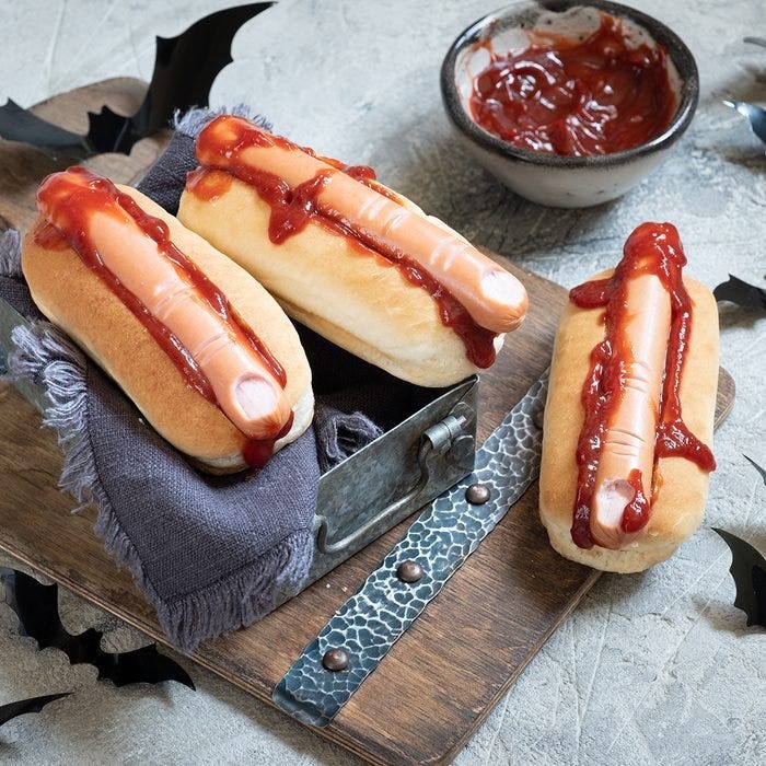 Creepy Halloween hot dogs look like a bloody fingers