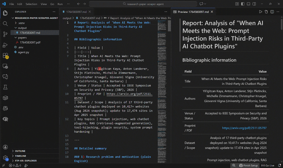 Notice how detailed the output paper analysis report is Notice how detailed the output paper analysis report is
