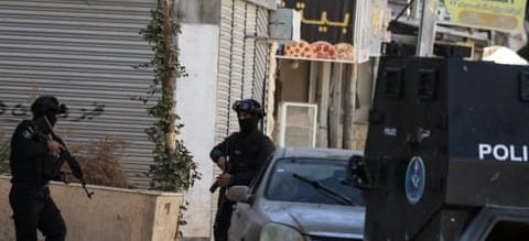 Palestinian security forces deploy at the Jenin camp for Palestinian refugees in the north of the occupied West Bank on December 18, 2024.