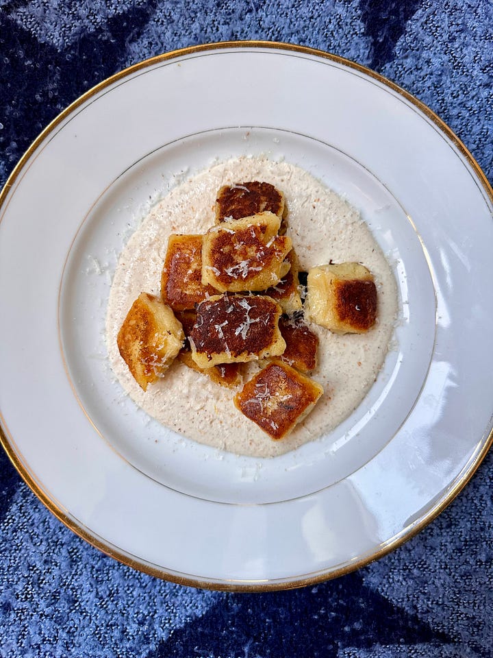 parsnip gnocchi and walnut sauce