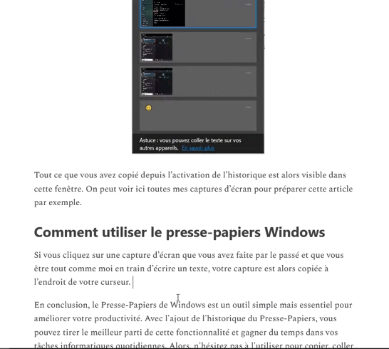 presse-papiers windos utilisation méthode