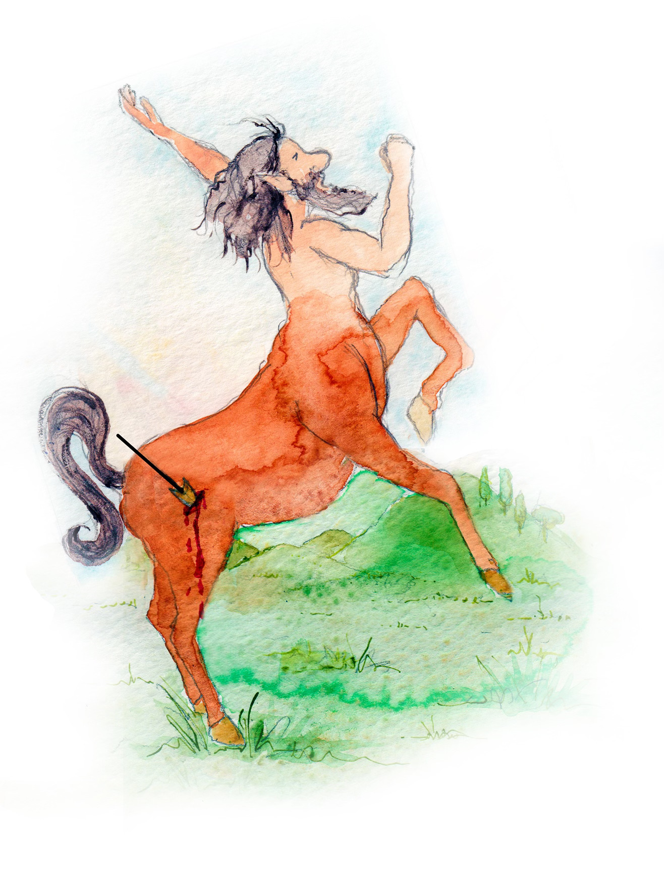 chiron, centaur hit by the arrow of Heracles chiron, centaur hit by the arrow of Heracles