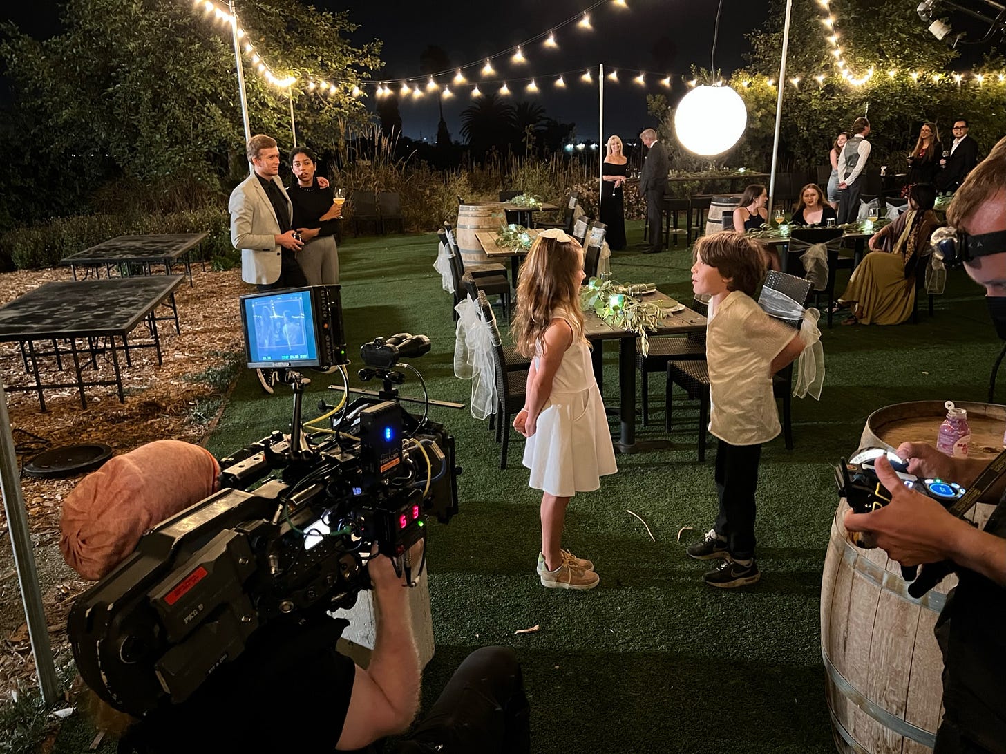A wedding reception scene being shot by cinematographer David Auner for the movie The Not by Courtney Hoskins.