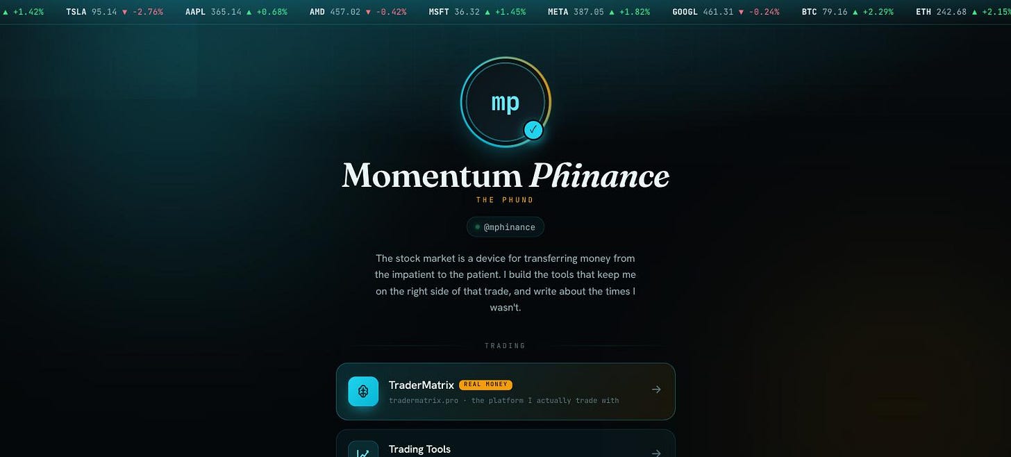 The new mphinance.com. One HTML file, no login, no database, no monthly bill.
