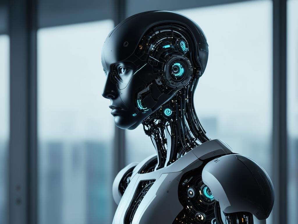 Futuristic Robot in Office Environment. Futuristic Robot in Office Environment.