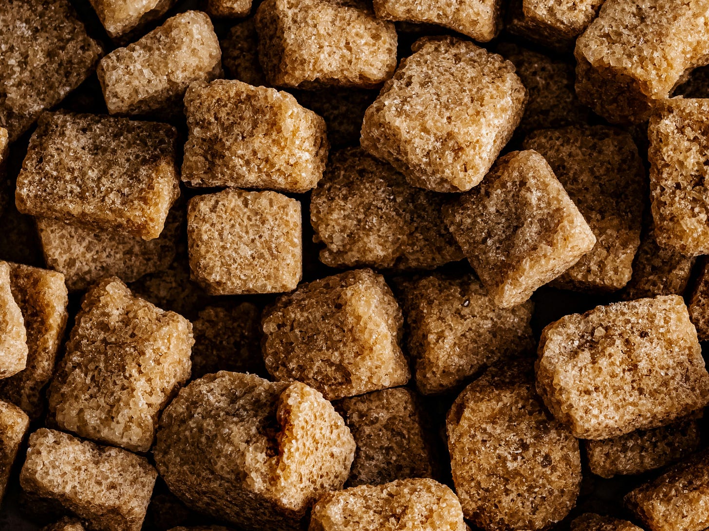 pile of brown sugar cubes