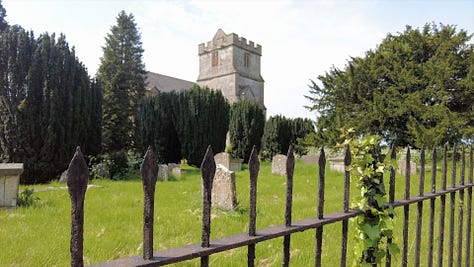 St Michael and All Angels Church, Atworth, Wiltshire. The photos show the church and one shows the connecting passage between the 19th century church and the original 15th century tower. The third photo shows the entrance door. Images: Roland's Travels