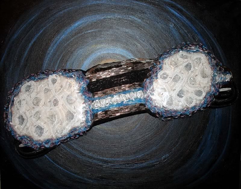 Back to the Future car DeLorean acrylics Einstein dog pop art beaded sgraffito black hole bead embroidery Back to the Future car DeLorean acrylics Einstein dog pop art beaded sgraffito black hole bead embroidery