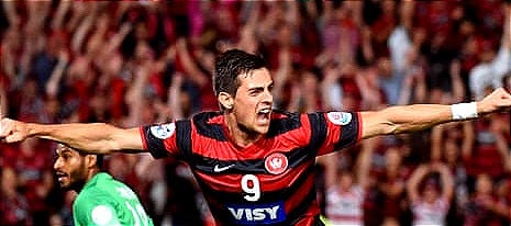 Tomi Juric of Western Sydney Wanderers celebrates his goal in the Asian Champions League final 1st leg