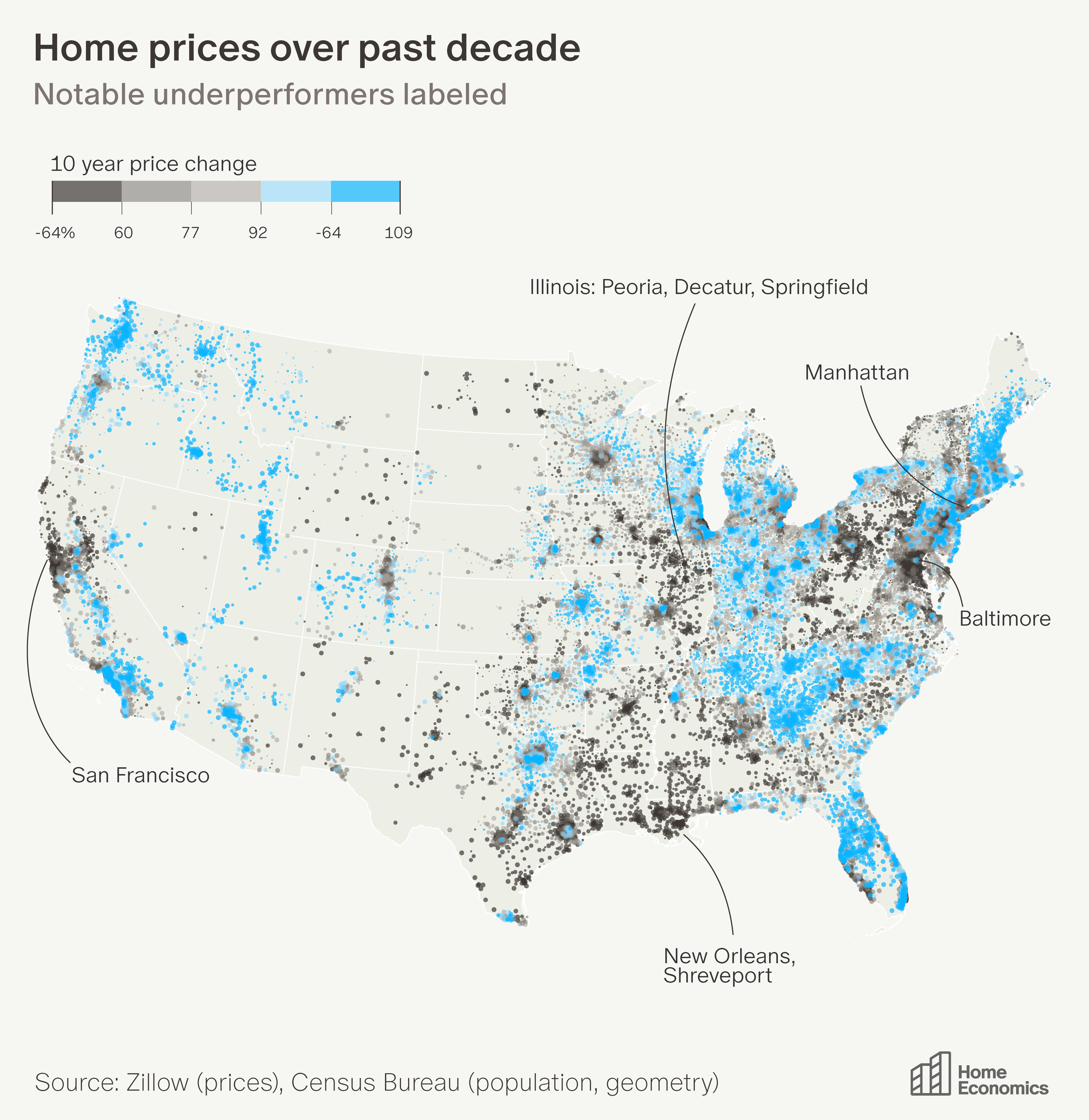 Price Gradient Map Visualizing Home Price Changes - by Aziz Sunderji