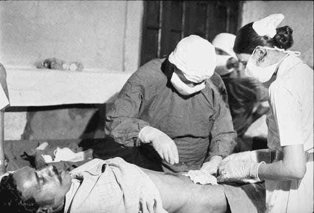 A vasectomy in progress at a family planning camp held in a government hospital in New Delhi in May 1976. Photo: Hindustan Times<br /> A vasectomy in progress at a family planning camp held in a government hospital in New Delhi in May 1976. Photo: Hindustan Times<br />
