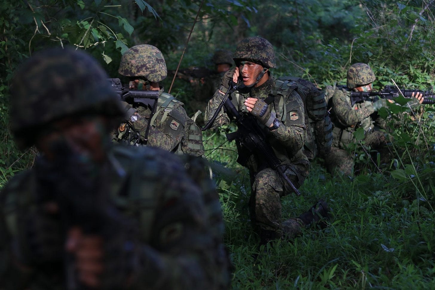 Philippine soldiers in a training demonstration.