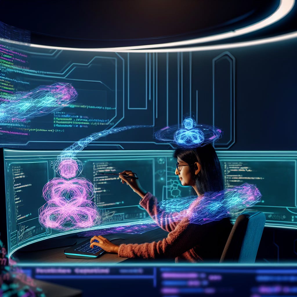 Image generated with DALL-E 3 and depicting a software developer working on artificial intelligence Image generated with DALL-E 3 and depicting a software developer working on artificial intelligence