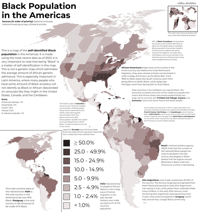 r/MapPorn - Black Population in the Americas