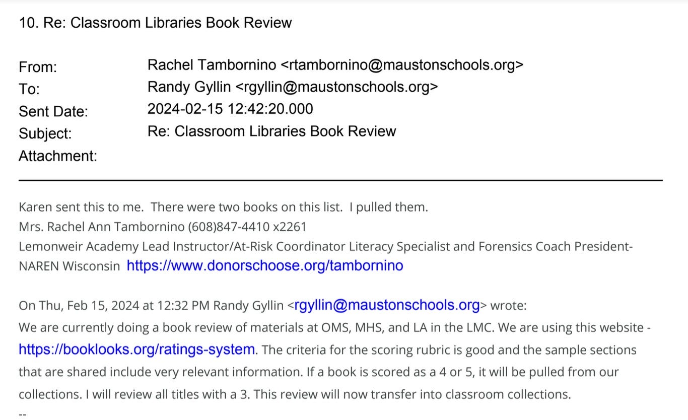 screen shot of emails from mauston school district.