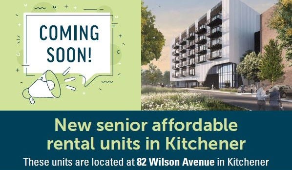 Poster announcing the new affordable rental units at 82 Wilson Ave