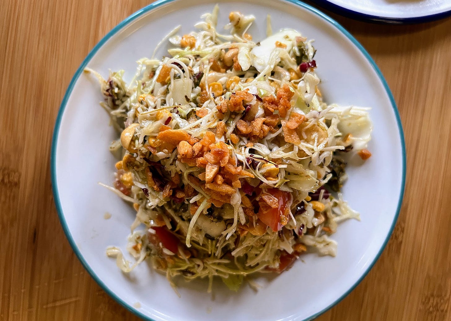 Lahpet salad on a plate