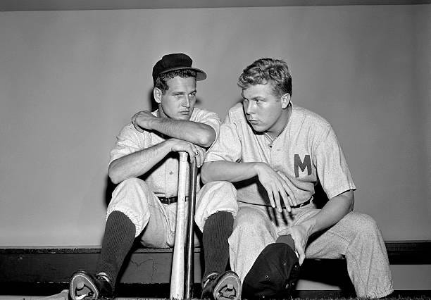 Paul Newman, left, and Albert Salmi in "Bang the Drums Slowly", September 15, 1956.