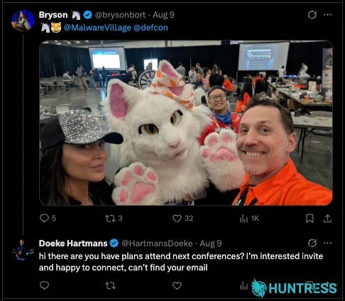 Actor commenting on other cybersecurity accounts