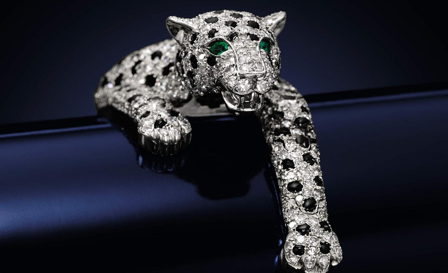 Star of the Show, the 1952 Cartier Panther bracelet Sotheby's Lot 19 Cartier Panther bracelet that sold for £4,521,250 Star of the Show, the 1952 Cartier Panther bracelet Sotheby's Lot 19 Cartier Panther bracelet that sold for £4,521,250