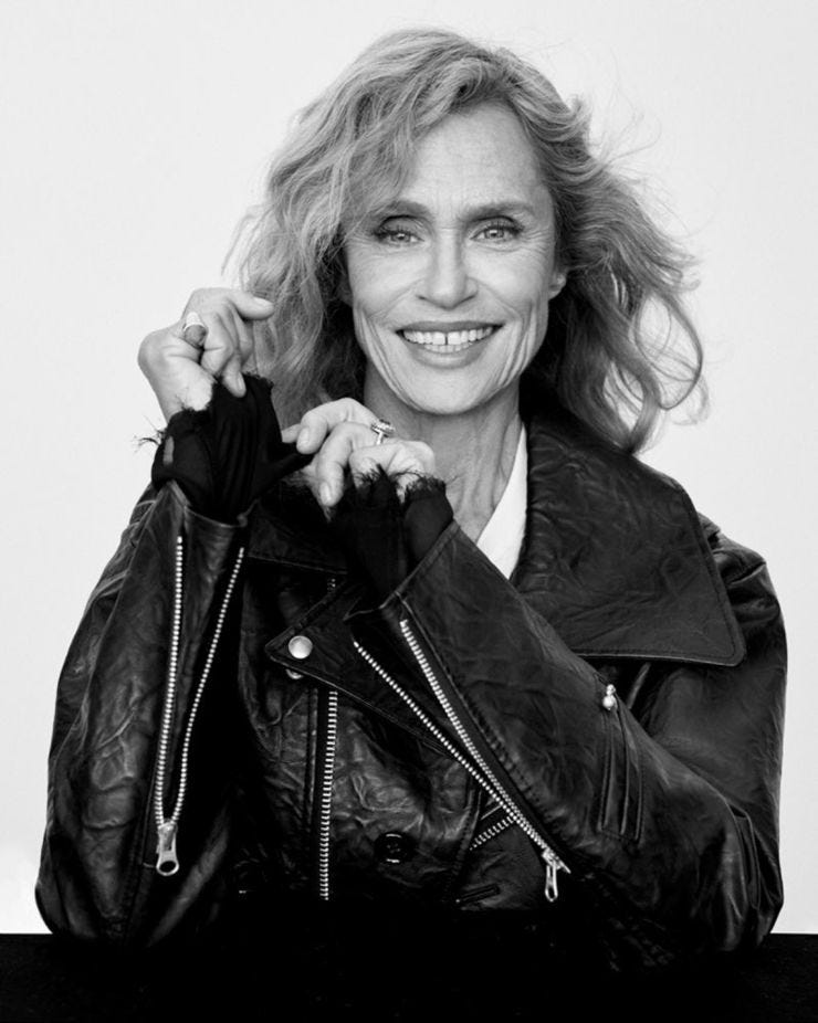 Lauren Hutton is one of the very first supermodels appearing on the cover of Vogue magazine 26 times. Lauren Hutton is one of the very first supermodels appearing on the cover of Vogue magazine 26 times.