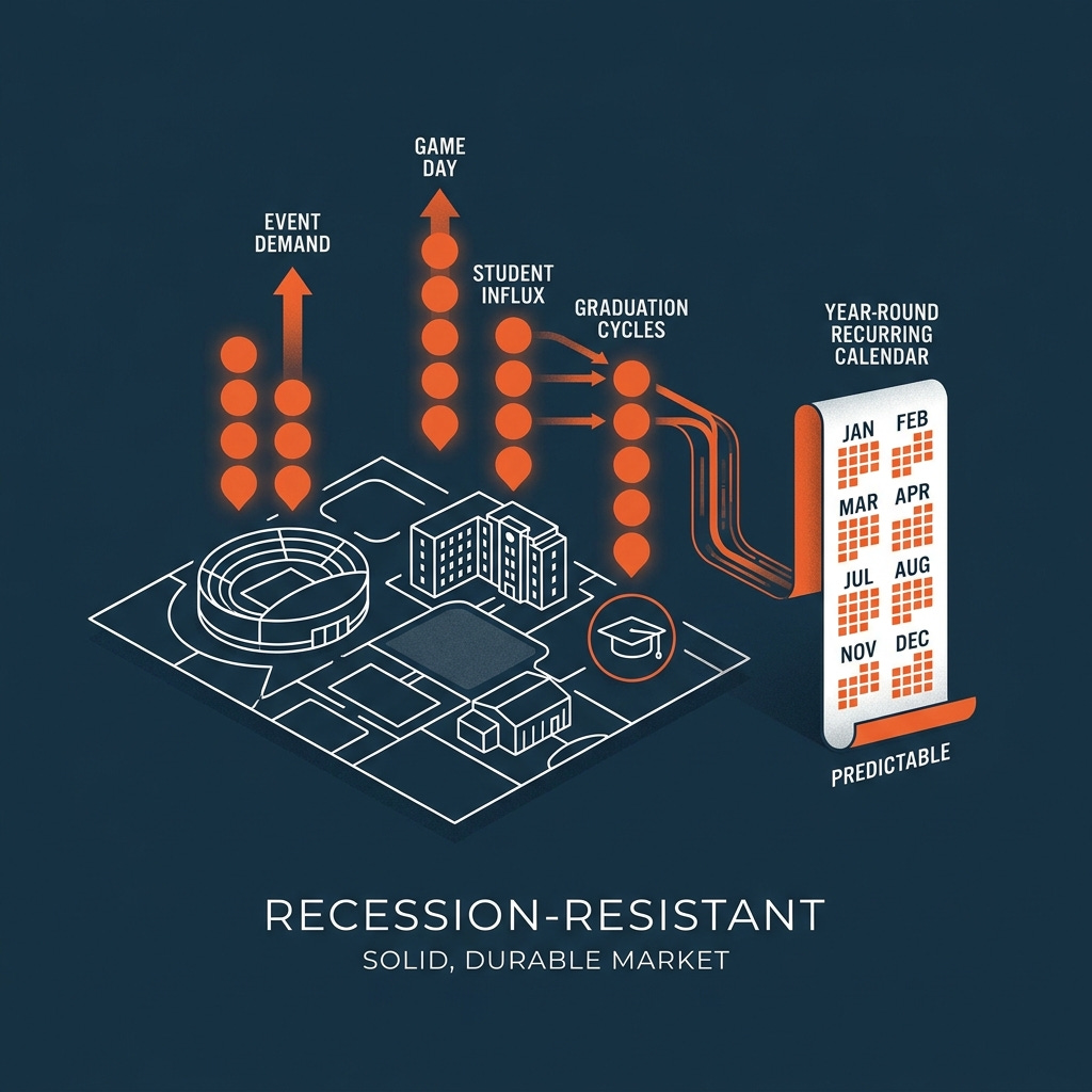 College town — event-stacked, year-round, recession-resistant College town — event-stacked, year-round, recession-resistant