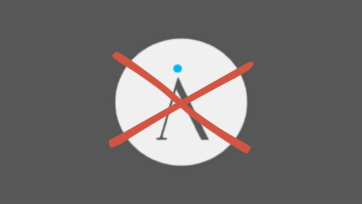 Invidious logo scratched with a big red X