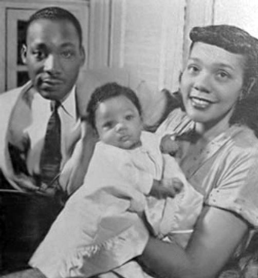 Martin Luther King Jr. with his wife, Coretta, and their daughter, Yolanda in 1956 Martin Luther King Jr. with his wife, Coretta, and their daughter, Yolanda in 1956