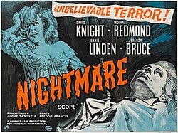 The poster for the 1964 chiller Nightmare
