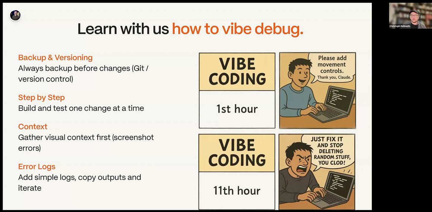 Vibe debugging tips for designers