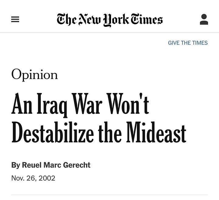 Two of Reuel Marc Gerecht's essays, both arguing for regime change, two decades apart.